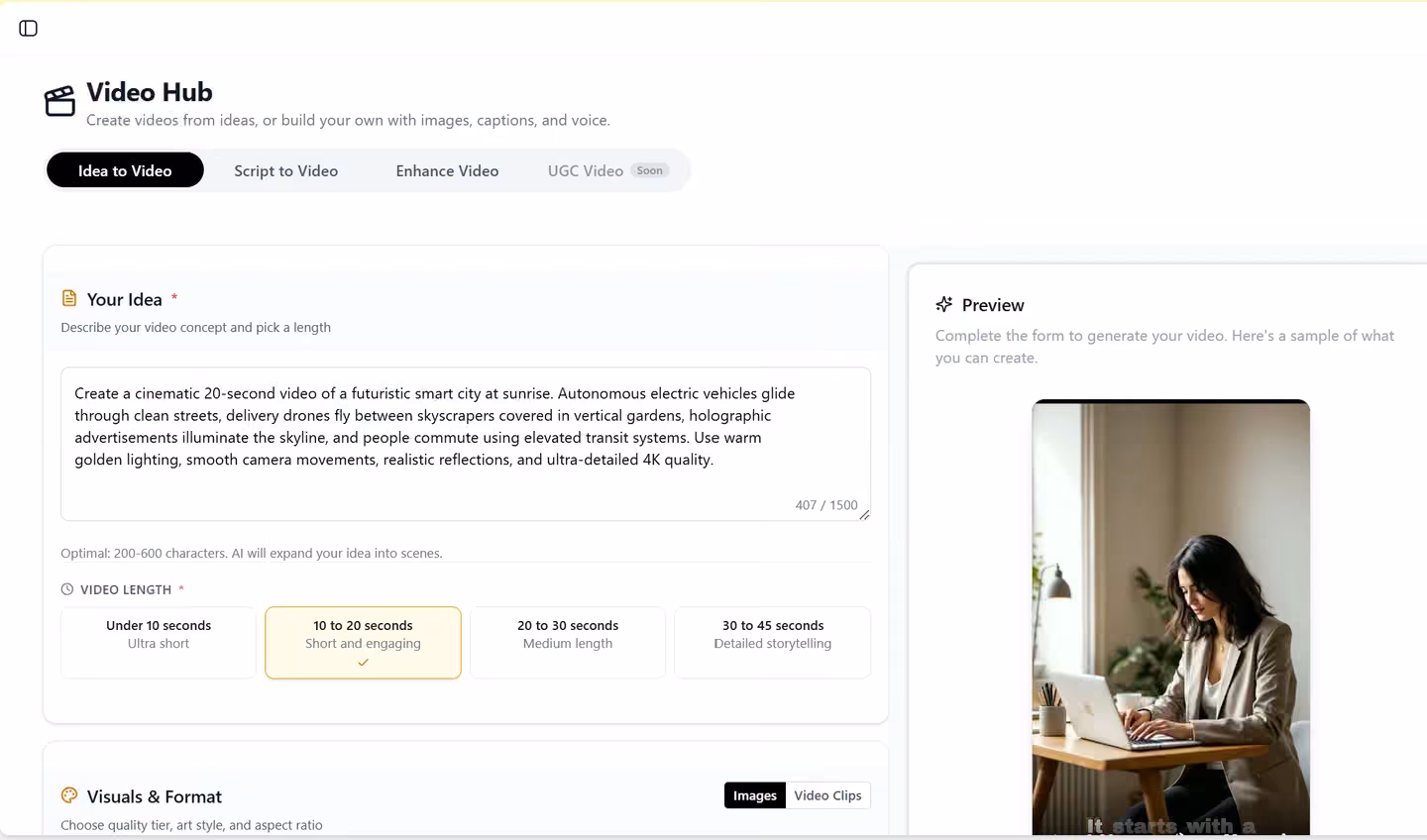 Idea input interface in Qten AI