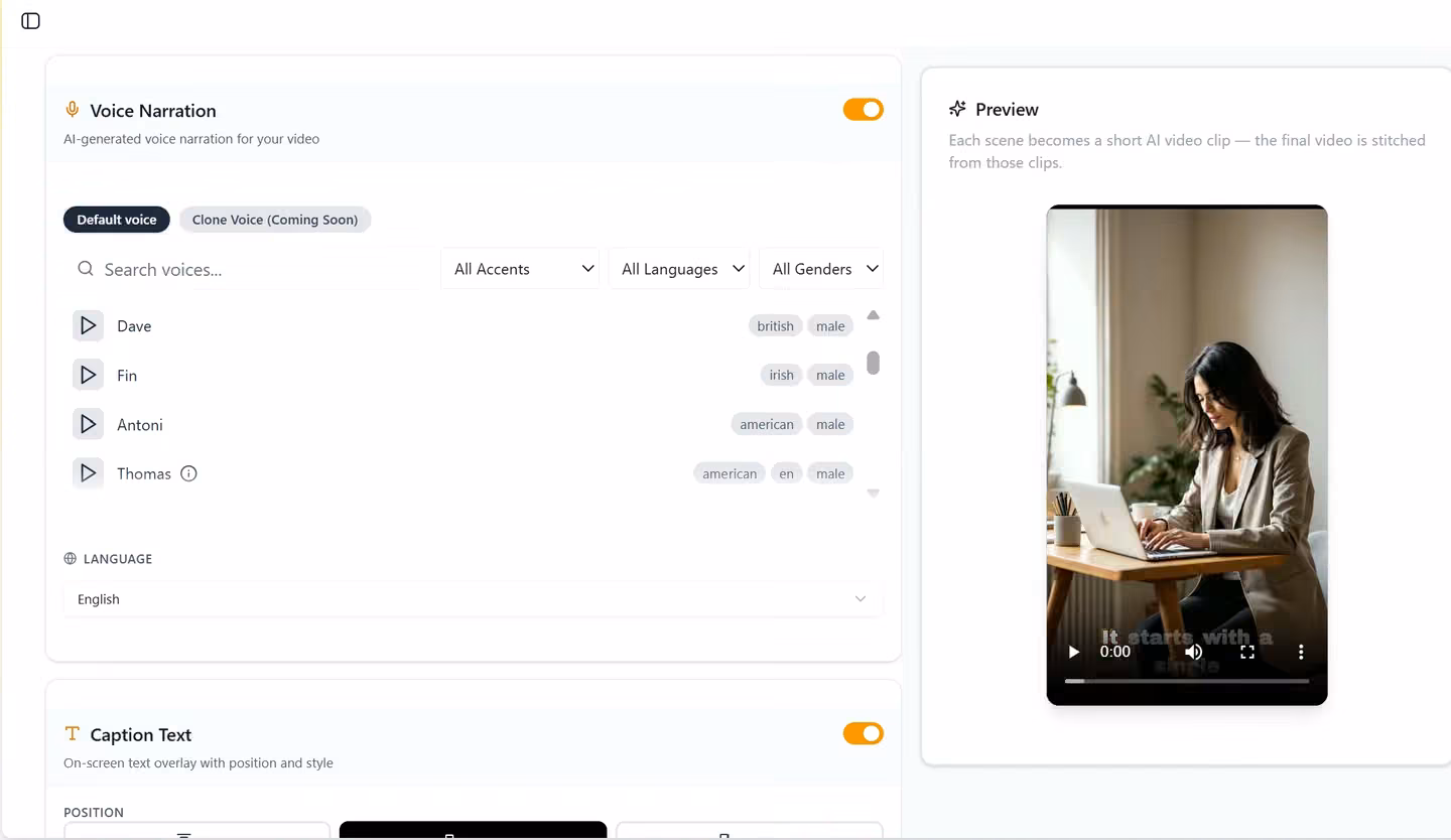 Voice, style and music configuration in Qten AI