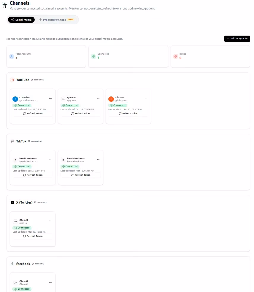 Platform validation interface in Qten AI