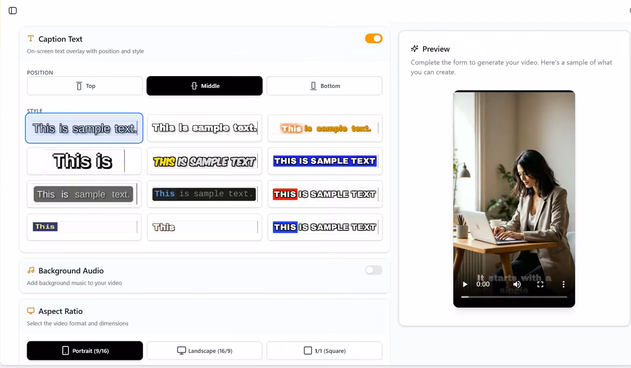 Turn your script and media into a polished video — product screenshot